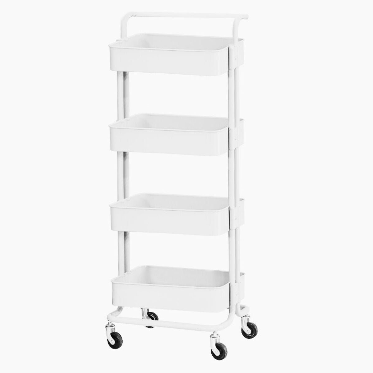 Tododescuento - Carro Multiusos Blanco De 4 Niveles | Ideal Para Cocina, Baño Y Lavandería