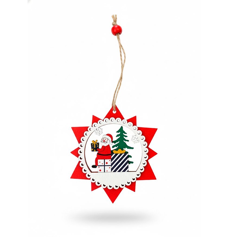 Wakeshome - Adorno De Navidad Madera Decoracion De Pascua Para Arbolito 10Cm