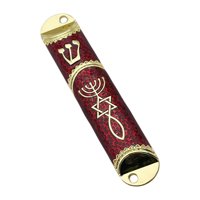 Bothyi - Adorno De Puerta Con Cubierta De Caja De Mezuzah Judía De 4,1 Pulgadas Para Bienvenida Y Protección, Color Rojo