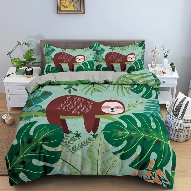 Tree Sloth Bedding Set Boys Girls Duvet Cover Pillowcase Bed Kids Fashion Home Textileextile