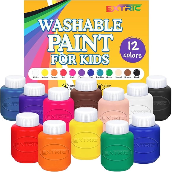 EXTRIC Washable Paint for Kids 12 PK Tempera Finger Paints 2