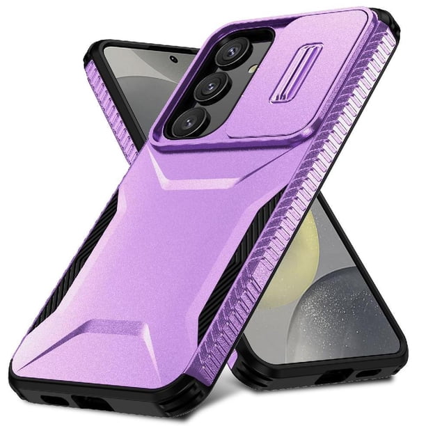 Funda Resistente para Samsung Galaxy S24 con Tapa Deslizante y Protección Militar Morado