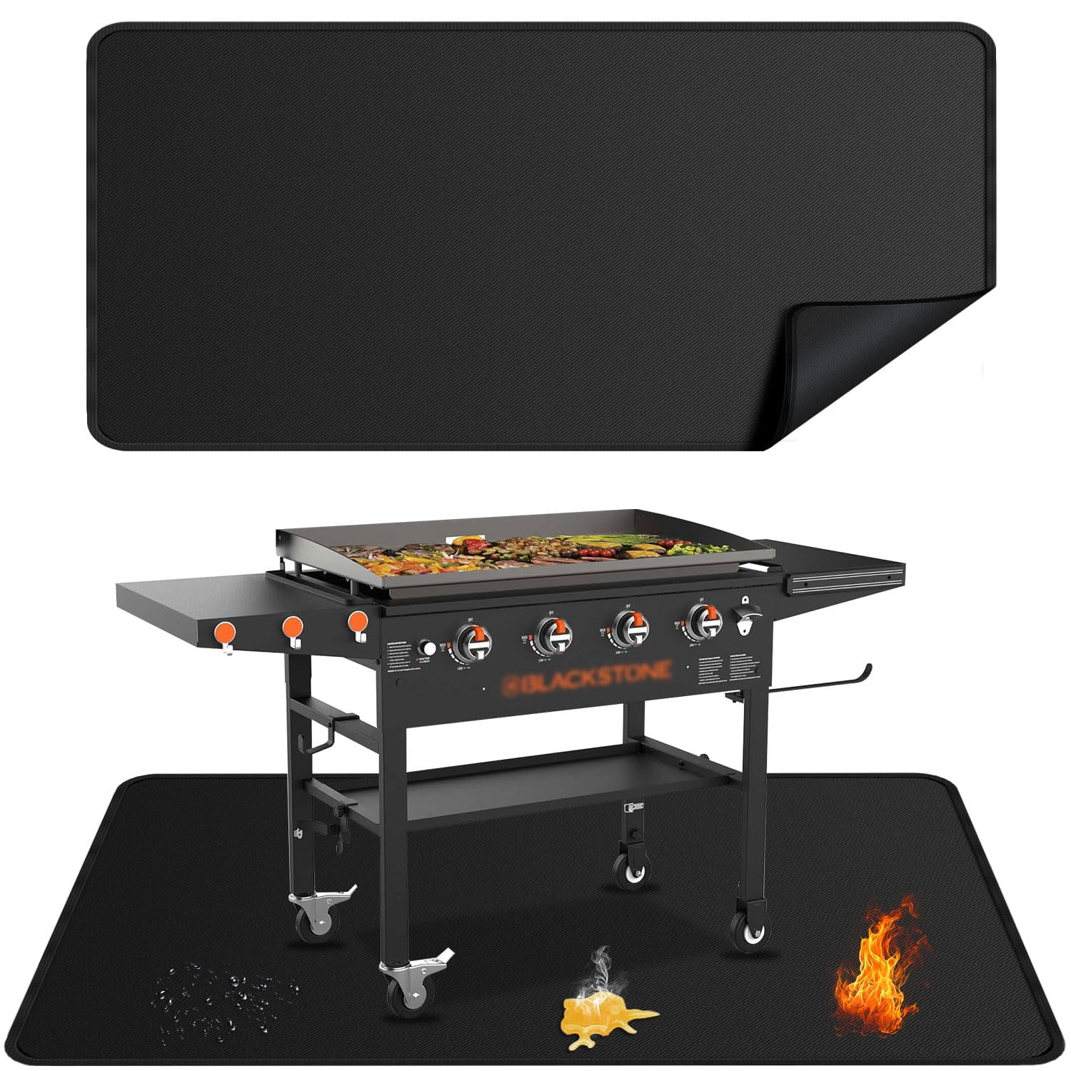 Alfombra Para Parrilla Rumlick 200 X 99 Cm Ignífuga E Impermeable Para Bbq
