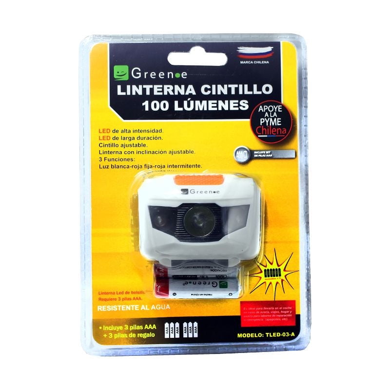 Green-E - Linterna Cintillo Led 100 Lúmenes
