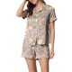 thumbnail image 1 of INSPIRE CHIC Conjunto de Pijama de Mujer con Estampado de Manga Corta, Suave con Botones y Cuello con Muesca, Conjunto de Pantalones Cortos para Dormir para Primavera Verano Talla Extra Grande Gris, 1 of 6