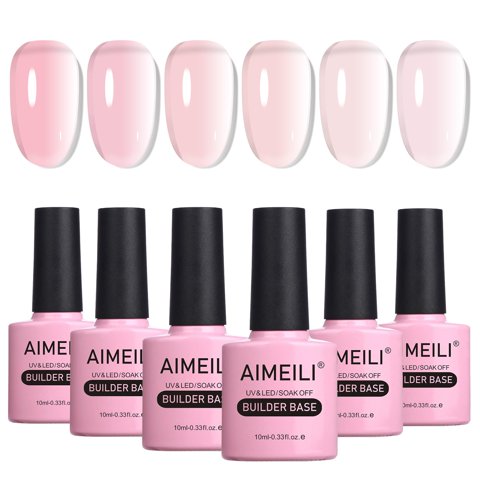Esmalte De Uñas En Gel Aimeili Nude Pink Builder Base, 10 Ml X 6 Unidades