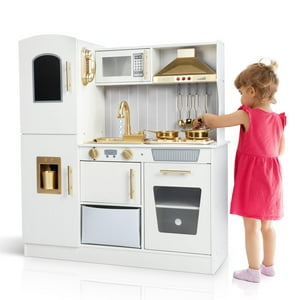 Linda Mía Hogar | Treocho Juego de cocina para niños, juego de cocina de madera para niños pequeños con almacenamiento, cocina de juguete de diseño moderno Linda Mía Hogar | Treocho Juego de cocina para niños, juego de cocina de madera para niños pequeños con almacenamiento, cocina de juguete de diseño moderno