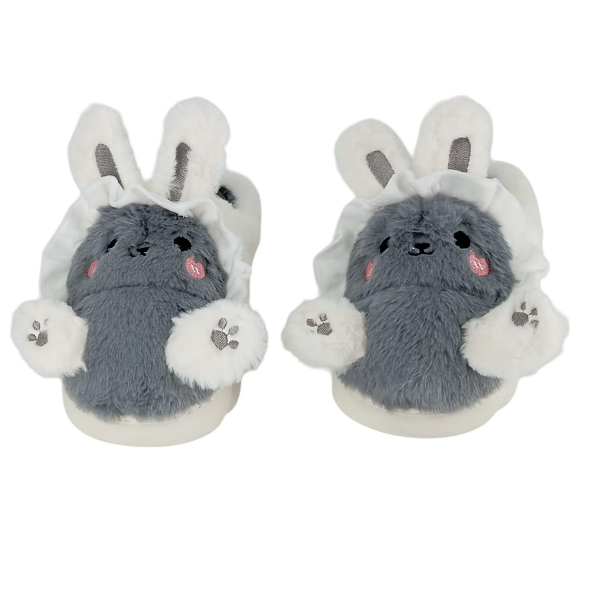 El Edén - Pantuflas De Felpa Diseño De Conejo, Anime, Kawaii Color Gris Talla 36-37
