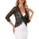 thumbnail image 4 of INSPIRE CHIC Chaqueta de Encaje Floral para Mujer con Mangas 3/4 y un Botón Bolero Cárdigan Marrón M, 4 of 6