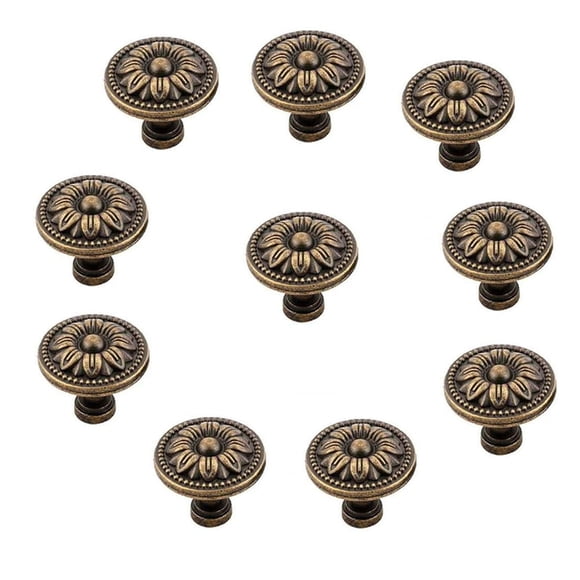 Perilla tirador para gabinete bnafes de metal con forma de flor, tono bronce, paquete de 10