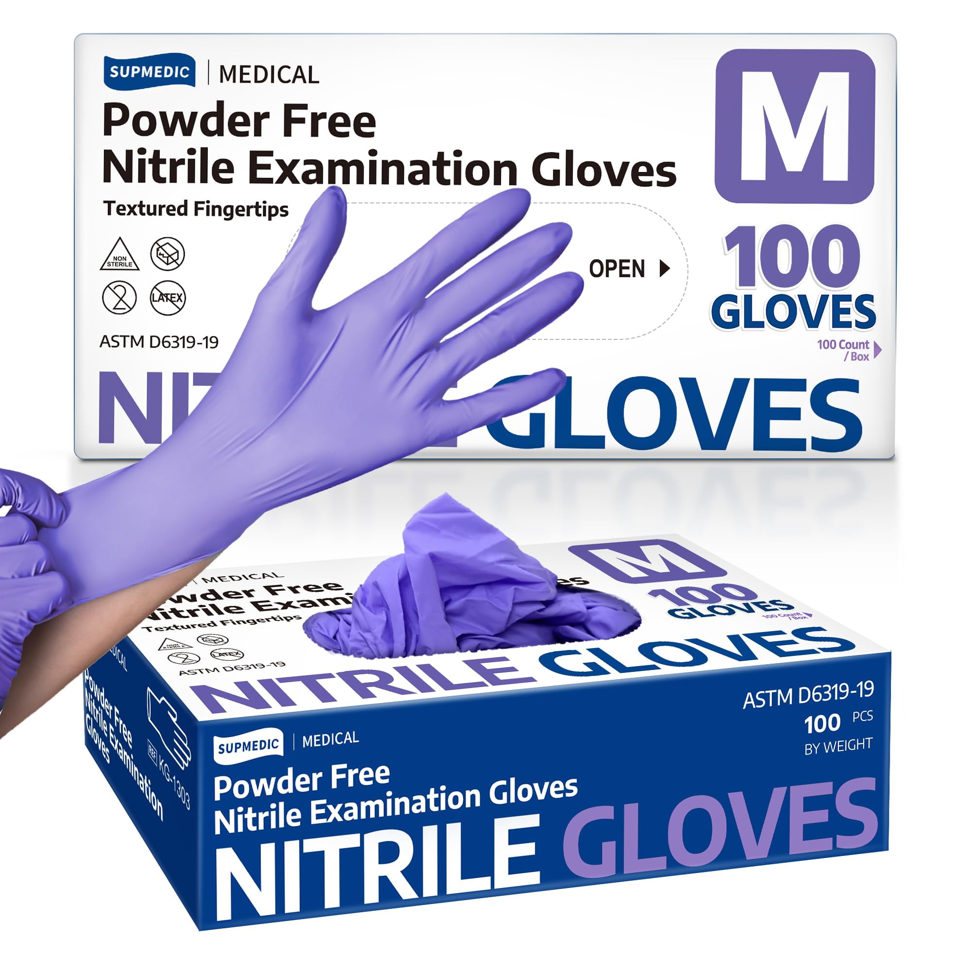 Supmedic - Guantes De Examen De Nitrilo De 3 5 Mil Sin Polvo 100 Unidades