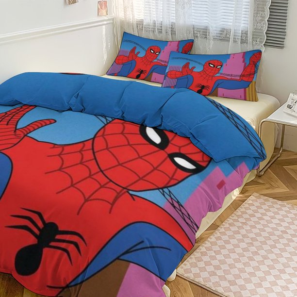 Spiderman Crawl 3 Piece Bed Set - Includes Reversible Comforter & Sheet Set Bedding - Fade Resistant Microfiber Twin