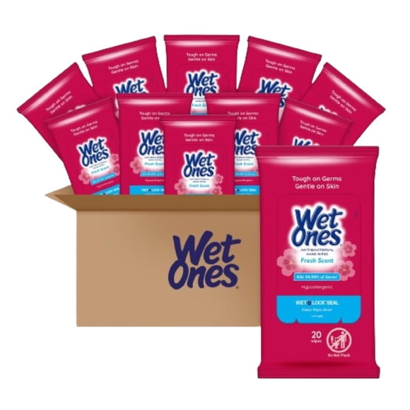 Toallitas para manos Wet Ones, antibacterianas, 20 quilates, tamaño de viaje x30