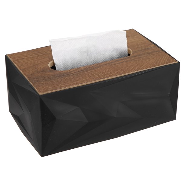 Uxcell Cubierta de Caja de Pañuelos de Plástico, 8.1x5.1x3.6" Estilo Diamante Caja de Pañuelos Decorativa Rectangular para Encimera de Baño Dormitorio Oficina en Casa Mesita de Noche Coche RV, Negro