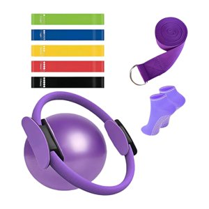 Ioensy - 9 Anillos De Pilates Para Fitness Para Mujeres, Bandas De Resistencia Para Principiantes, Piernas Y Brazos, Morados