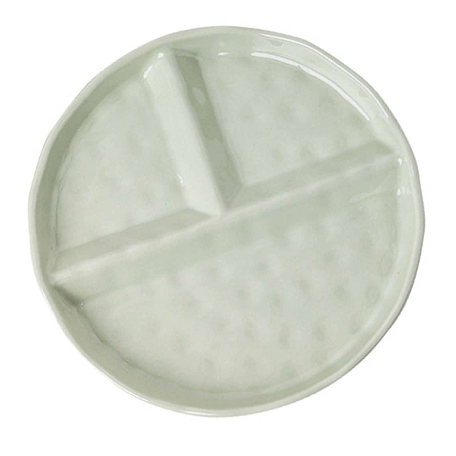 Magideal - Plato De Control De Porciones, Bandeja De Cerámica Para Servir, Vajilla Para Fiestas En Casa, Aperitivos De Queso, Plato Dietético Antideslizante Para Verde Redondo