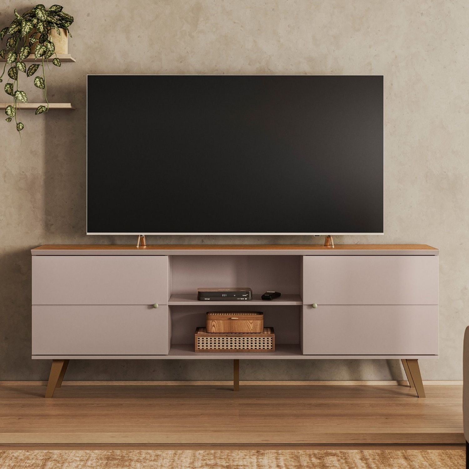 Exit - Rack Tv Aracaju Gris/nogal Para Tv Hasta 75