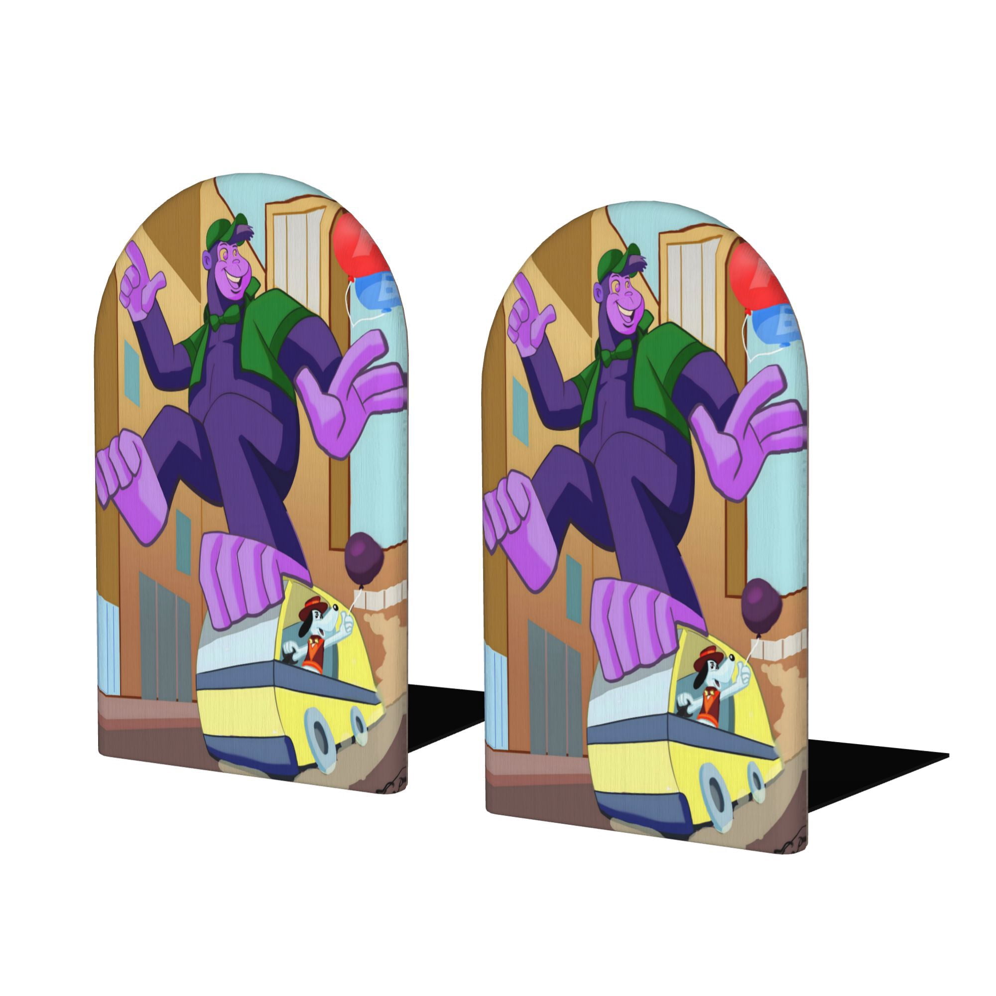 Desmarcar - El Gran Show De La Uva Mono Sujetalibros Decorativos Temáticos, Tope Para Estantería Con Base Antideslizante, Uso Dual Para Hogar Y Oficina - 2 Piezas