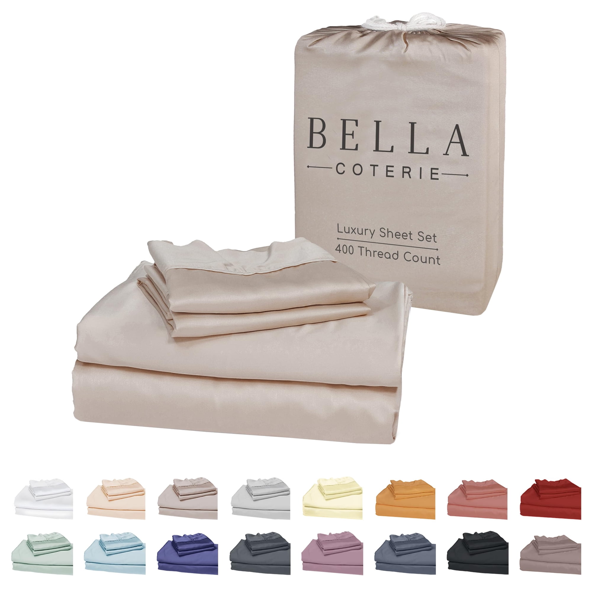 Bc Bella Coterie - Juego De Sábanas Bella Coterie Luxury De Viscosa De Bambú Tamaño Queen