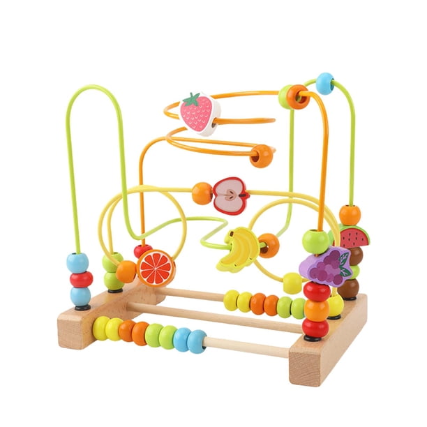 Laberinto de cuentas de juguete para preescolar, matemáticas, conteo de bebés, habilidades motoras, animales, regalos de cumpleaños, círculo educativo fruta b