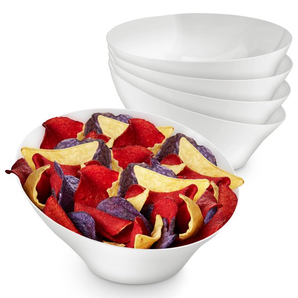 Cuencos para servir Stock Your Home de plástico blanco de 1600 ml (paquete de 4)