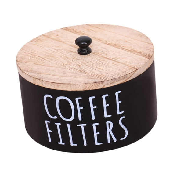 Portafiltros De Café De Madera Estilo Granja Con Tapa, Organizador De Estación De Café Rústico