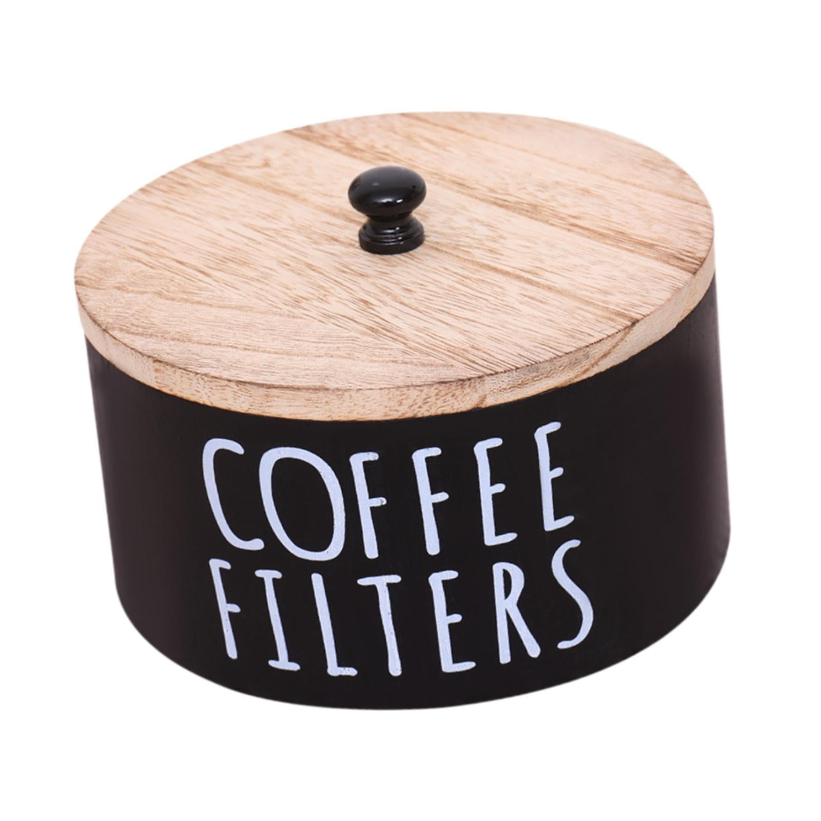 Bothyi - Portafiltros De Café De Madera Estilo Granja Con Tapa, Organizador De Estación De Café Rústico