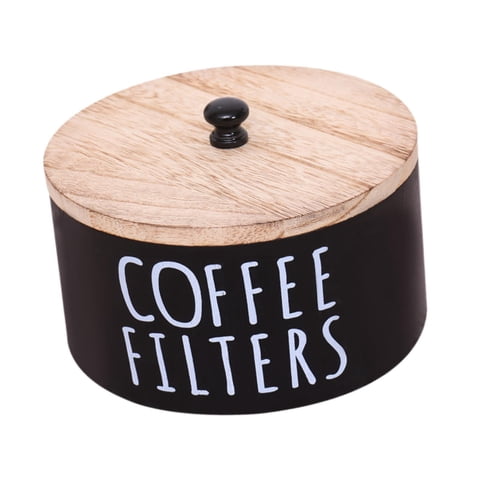 Bothyi - Portafiltros De Café De Madera Estilo Granja Con Tapa, Organizador De Estación De Café Rústico