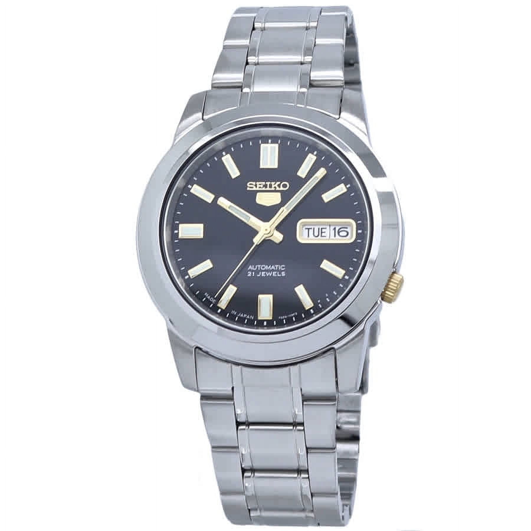 Reloj Seiko Para Hombre 5 Automatic Snkk17j1 Con Esfera Negra Y Correa De Acero Inoxidable