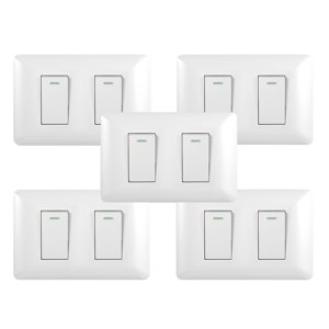 Genérico - Pack 5 Interruptor Doble 9/24 10A 250V Blanco