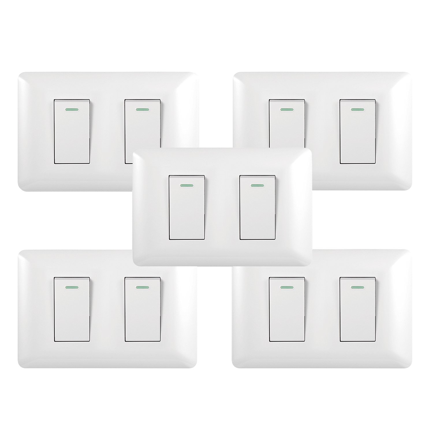 Genérico - Pack 5 Interruptor Doble 9/24 10a 250v Blanco