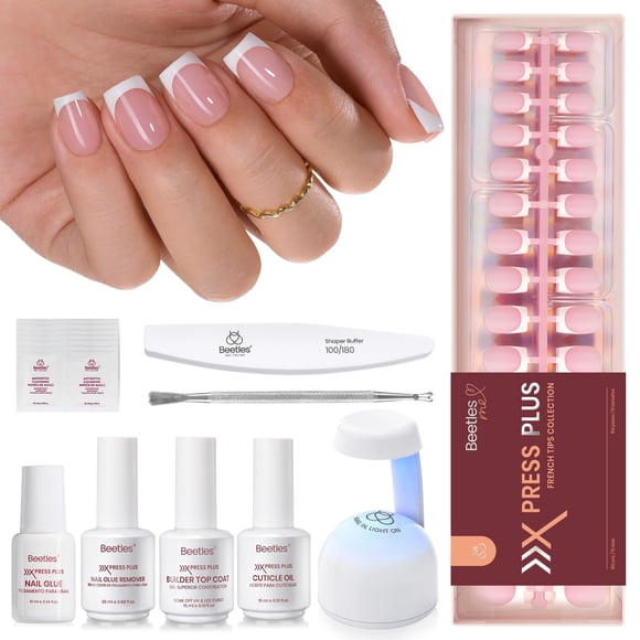 Kit de uñas de gel Beetles X Press Plus French rosa, 150 piezas