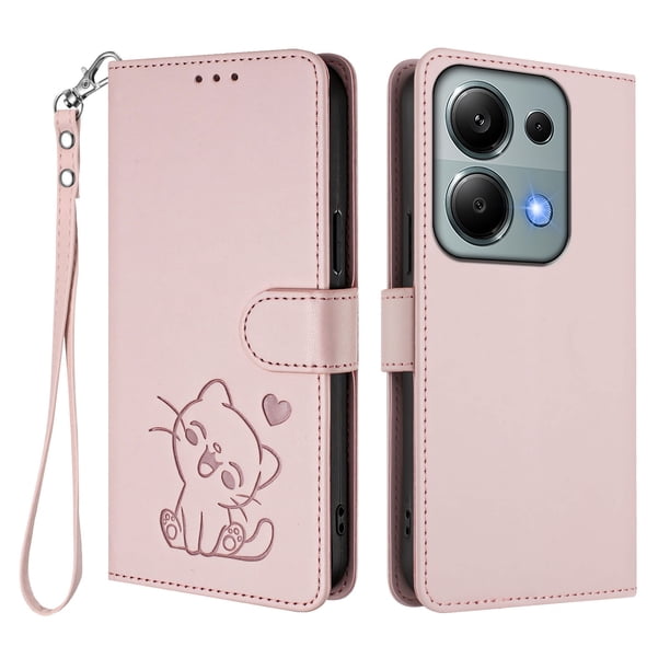 Funda Volteable tipo Billetera con Correa para Xiaomi Redmi Note 14S 4G, Rosa