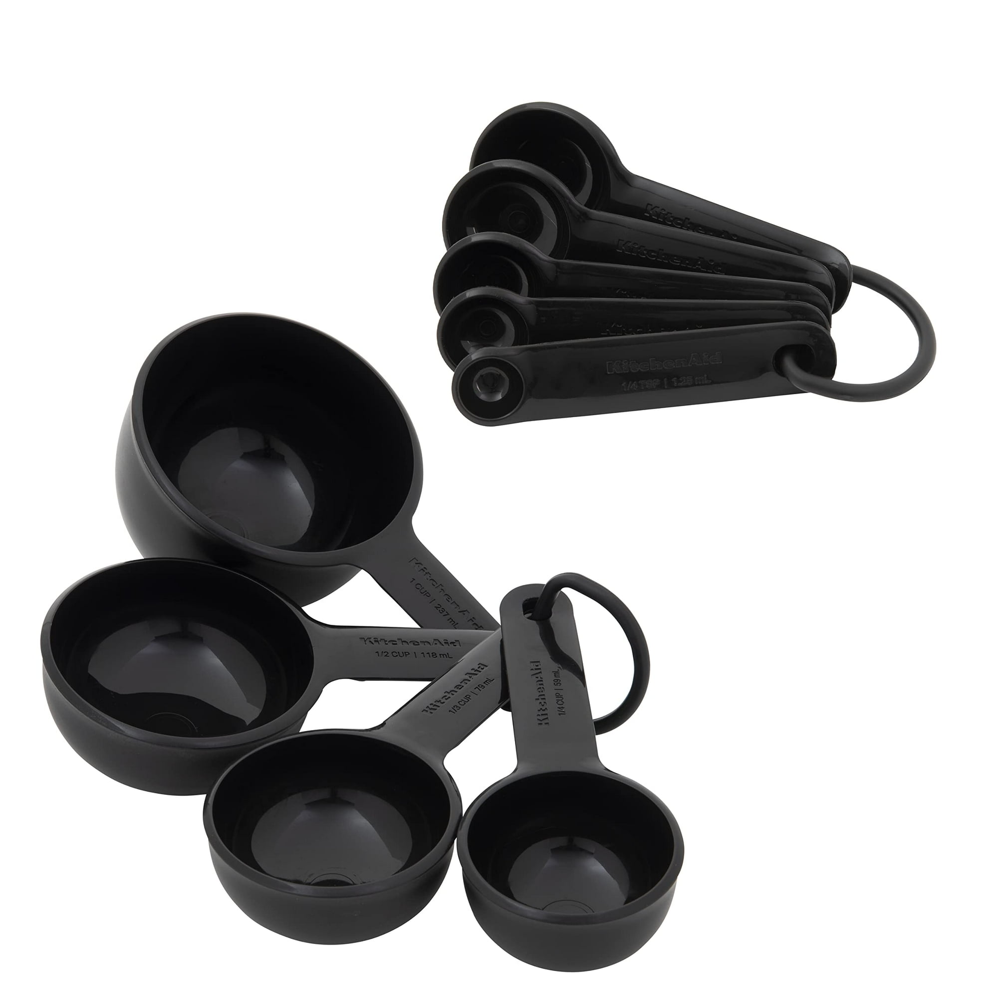 Juego De Tazas Y Cucharas Medidoras Kitchenaid Universal De 9 Piezas, Color Negro