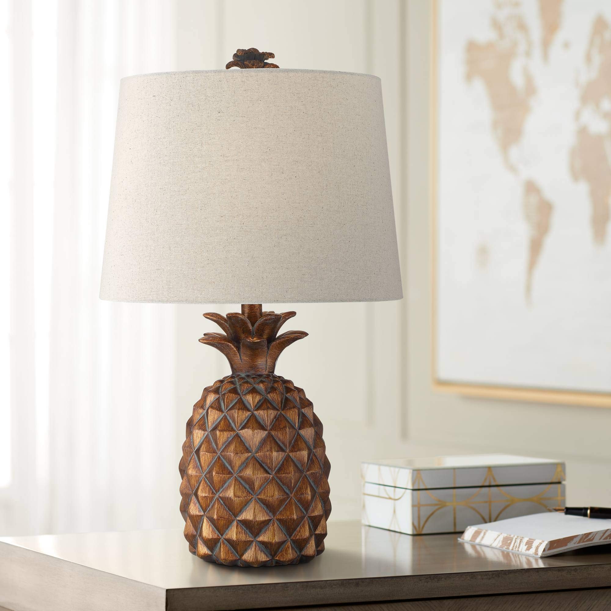 Lámpara De Mesa Regency Hill Paget Coastal Tropical Pineapple