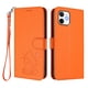 thumbnail image 1 of iPhone 12/12 Pro Funda Billetera con Estampado de Gato, Naranja, 1 of 6