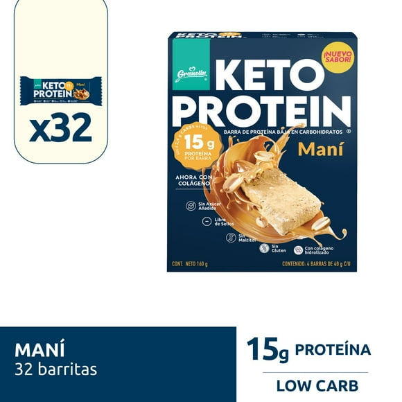 Keto Protein Pack 32 Barritas Sabor Maní