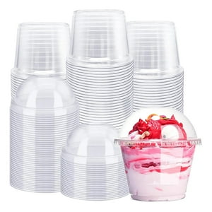 Genérica - 50Pcs Vasos 200Ml Para Postre Con Tapa Pocillos.