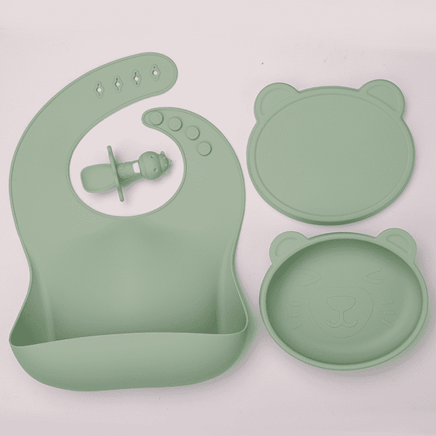 Make Mealtime Easier with this Baby Silicone Bib Spoon Suction Bowl Set!