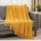 thumbnail image 2 of Manta decorativa tejida para sillón, piecera o cama color amarillo, 2 of 3