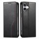 thumbnail image 1 of Funda tipo cartera para iPhone 16 de piel con cierre magnético, ranuras para tarjetas y correa para la muñeca Negro, 1 of 6