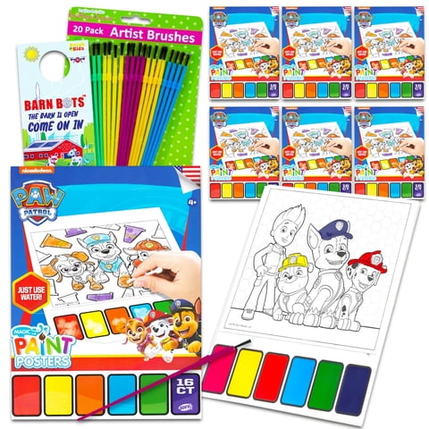 Paw Patrol - Set Party Favors De Pintura Con Agua De La Patrulla Canina Con 6 Libros Para Niños