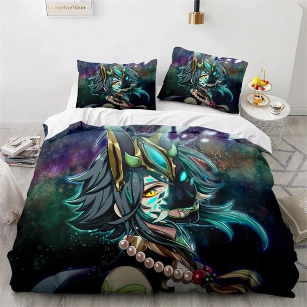 Genshin Impact Bedding Set,Duvet Cover Comforter Bed Set Quilt Cover Pillowcase,King Queen Twin Size Boys Girls AdultsBed Sheets