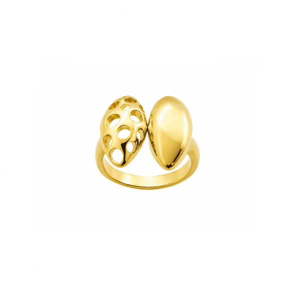 Anillo Ajustable Dual Orgánico con Baño de Oro 18K.