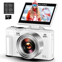 Cámara Digital Pedtail 5K 75Mp Uhd Wifi Con Zoom 18X 32Gb Sd