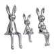 thumbnail image 4 of 3 Piezas De Estatuas De Conejo De Estatuilla Familiar De Conejitos Para Gabinete Interior Sala De Estar Plata, 4 of 4