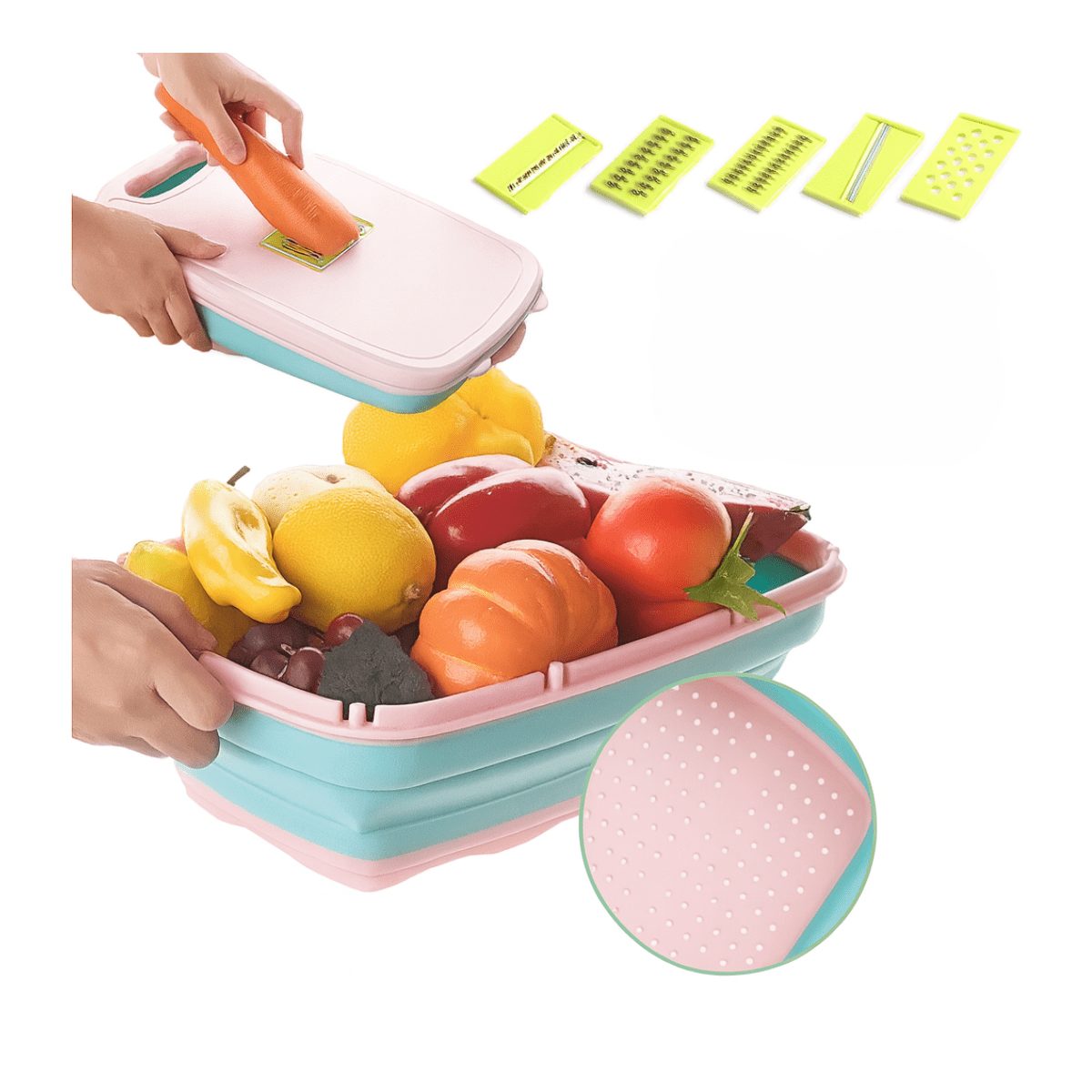 Genérico - Kit Tabla Plegable Cortador De Alimentos + 2 Cuchillos