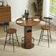 thumbnail image 2 of 3-Piece Bar Table and Stool Set 31.5-inch round bar table with two stools Compact wooden dining bar with metal ring footrest Ideal for restaurants, cafes, bars, living rooms, and small spaces,Walnut, 2 of 3