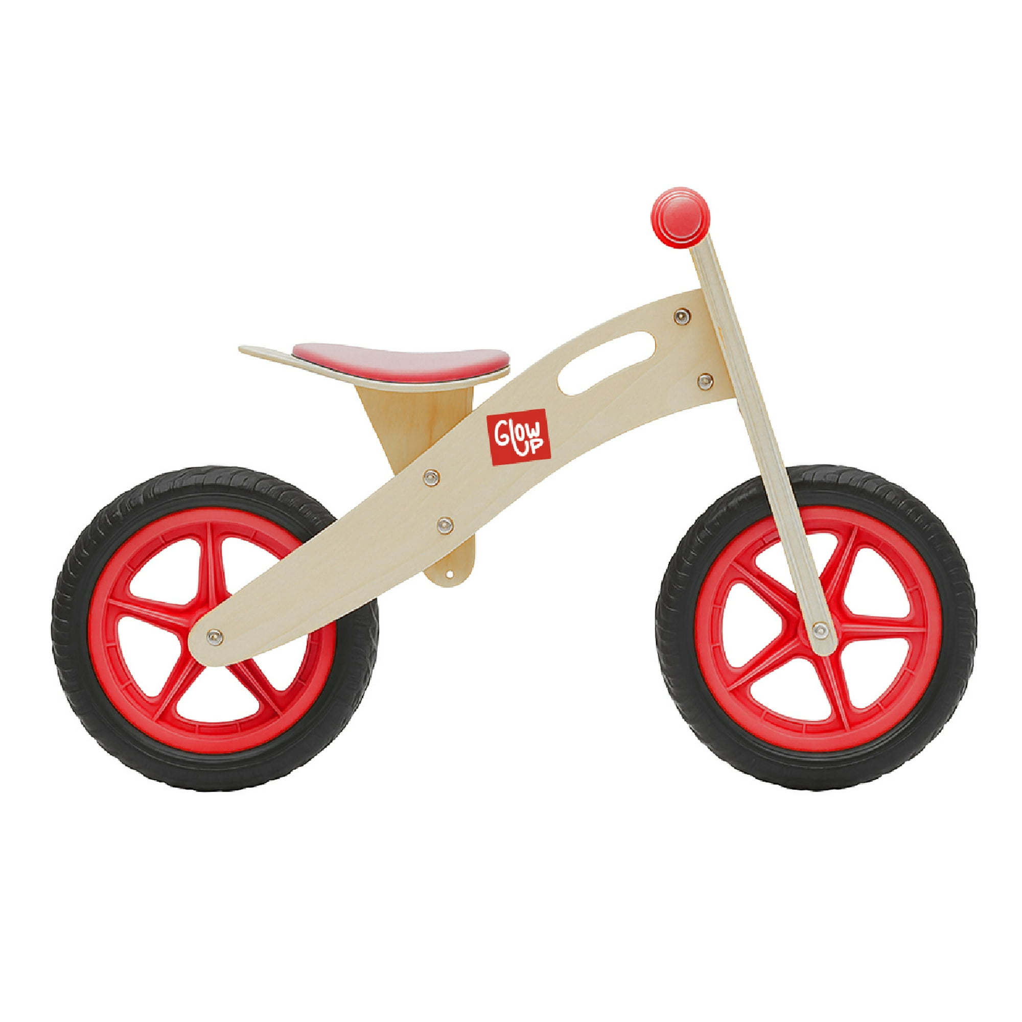 Glowup - Bicicleta Equilibrio Infantil Aprendizaje De Madera Rojo 2 A 6 Años