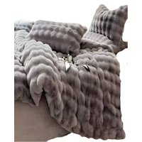 Genérico - Cobertor Imitacion De Piel De Conejo Con Chiporro Gris 2 Plazas